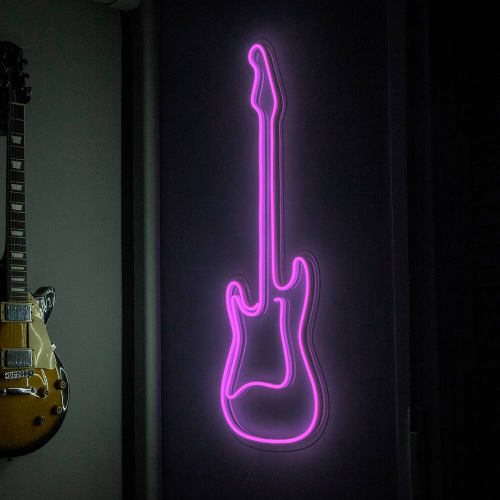 Painel Luminoso Criativo GUITARRA - Neon LED - ROXO