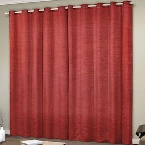 Cortina Glamour Cetim Amassado 2,00m X 1,70m Sala Quarto Varão 2m - Vermelho