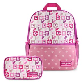 Conjunto Estojo Tamanho Médio Rosa Sapeka E Mochila Sapeka Floral Rosa Mochila