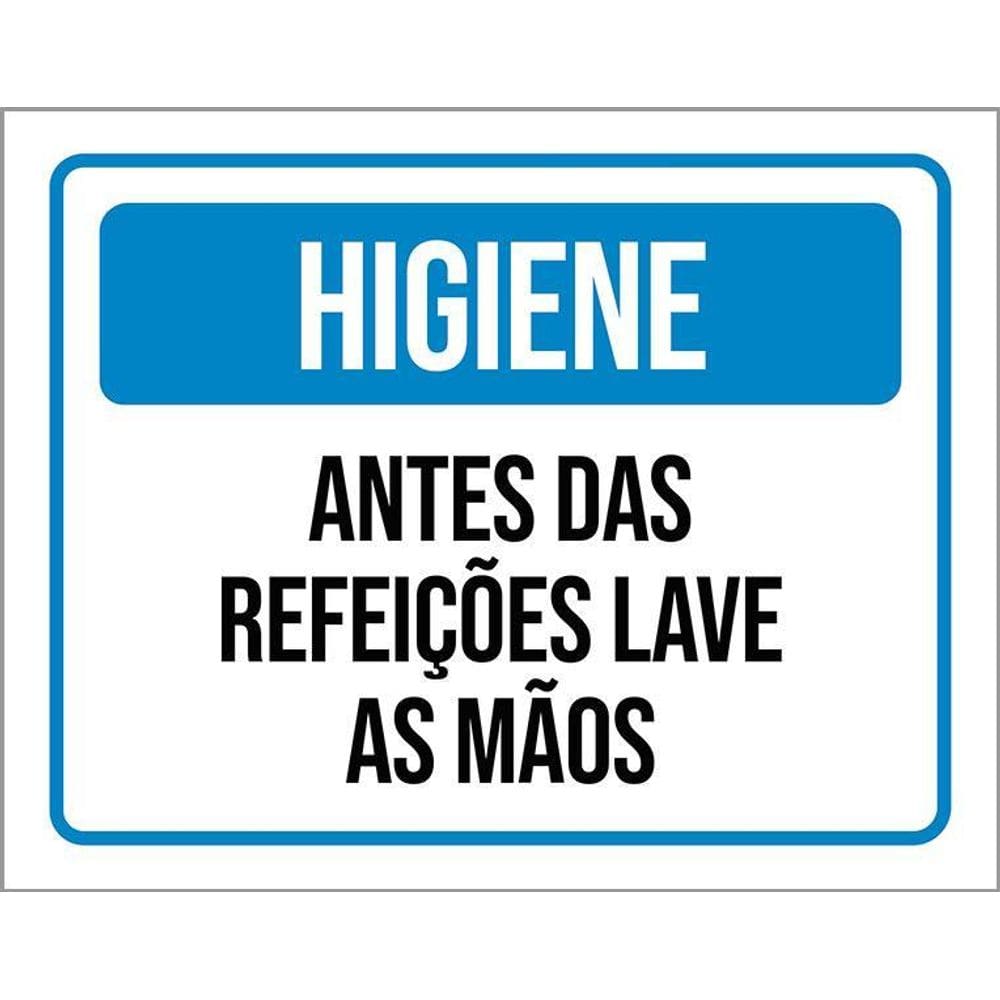 Kit 3 Placas Higiene Antes Das Refeições Lave As Mãos
