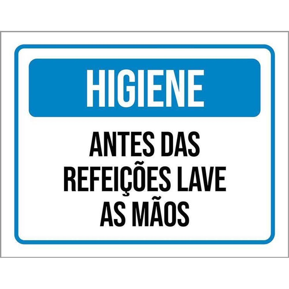 Kit 3 Placas Higiene Antes Das Refeições Lave As Mãos