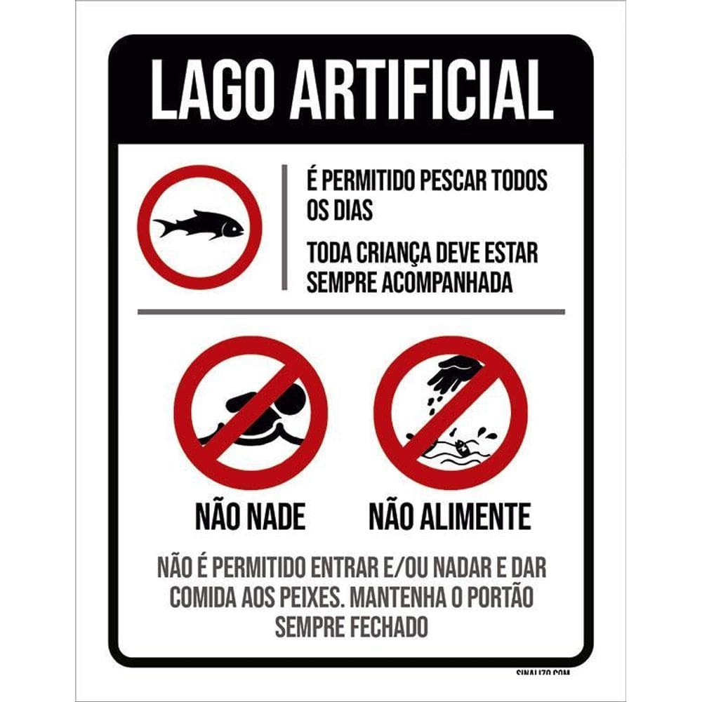Placa Regras Normas Uso Lago Artificial 36X46