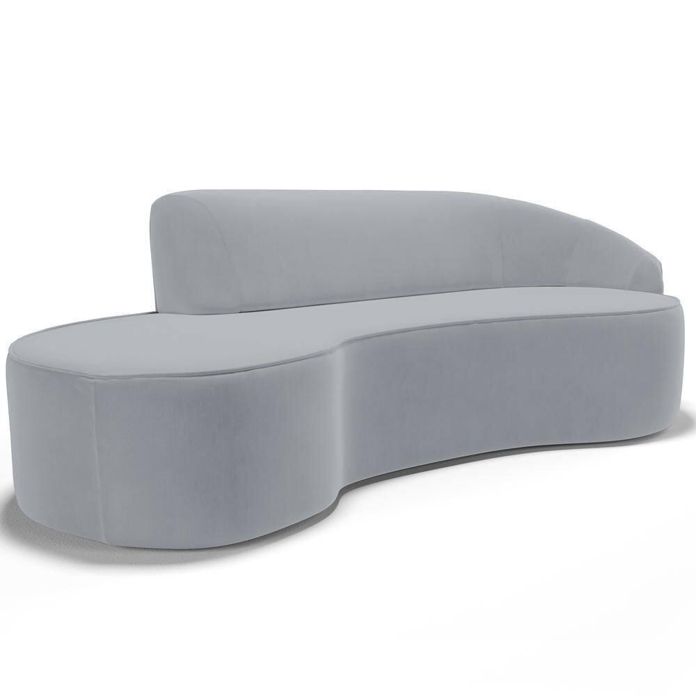 Sofá 3 Lugares Curvo Living Firenze Direito D02 Veludo Cinza 230cm C-317 - Lyam