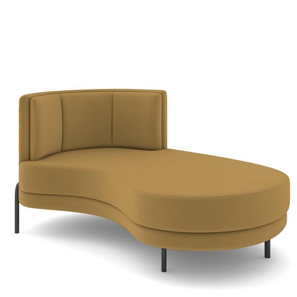 Sofá Chaise Longue Living Lucca Direito D02 Veludo Mostarda C-260