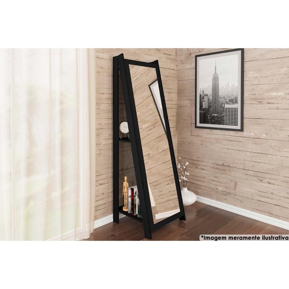 Multiuso Quarto Casal Espelho RT 3083 Preto - Movelbento