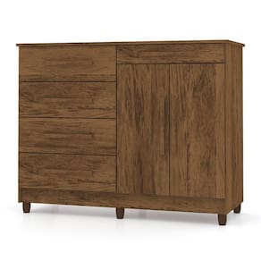 Cômoda Sapateira Para Quarto 05 Gavetas E 02 Portas Livia Imbuia - Pallazio
