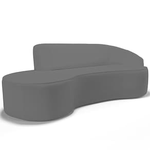 Sofá 3 Lugares Curvo Living Firenze Direito D02 Corano Cinza 180cm C-03 - Lyam