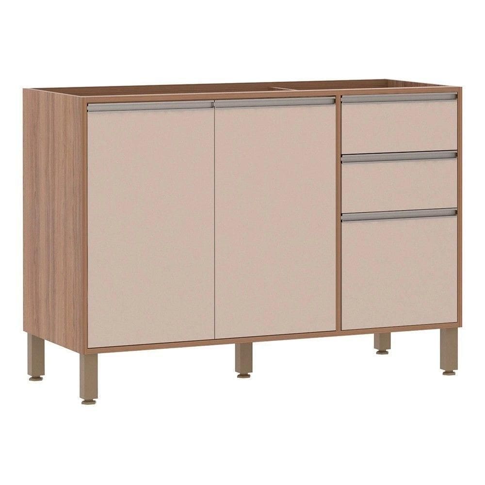 Balcão Cozinha 120 Cm 2 Portas 3 Gavetas Connect Lari Luciane Móveis