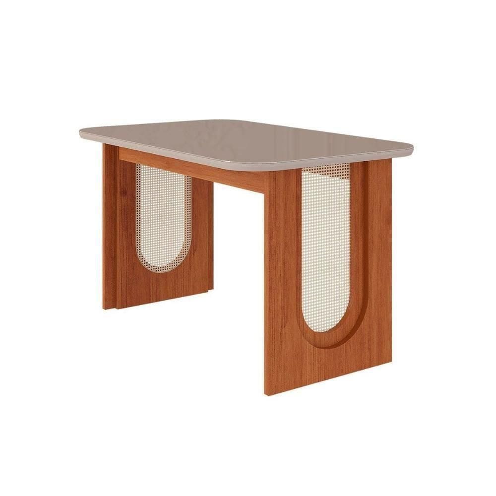 Mesa De Sala Jantar Valentina Com tampo Vidro 130x80cm Cinamomo off White