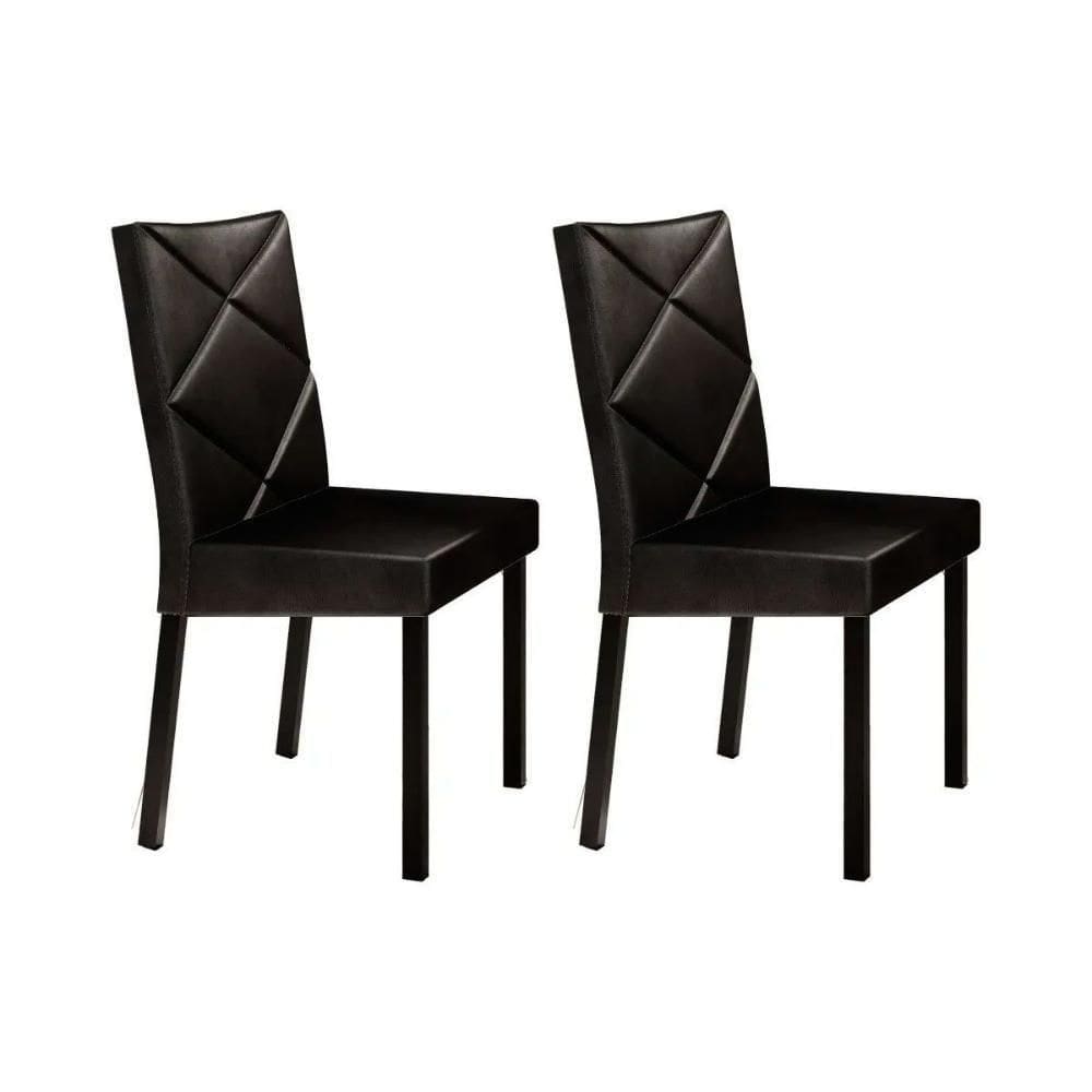 Cadeira De Cozinha 1737 Kit 2 Un Preto/courino Preto - Carraro