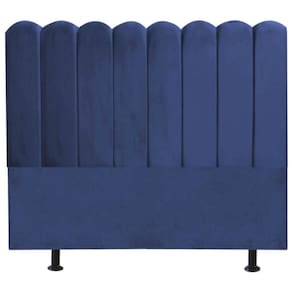 Cabeceira Estofada Cama Box Queen 160 Cm Maitê Suede Cor:azul Marinho