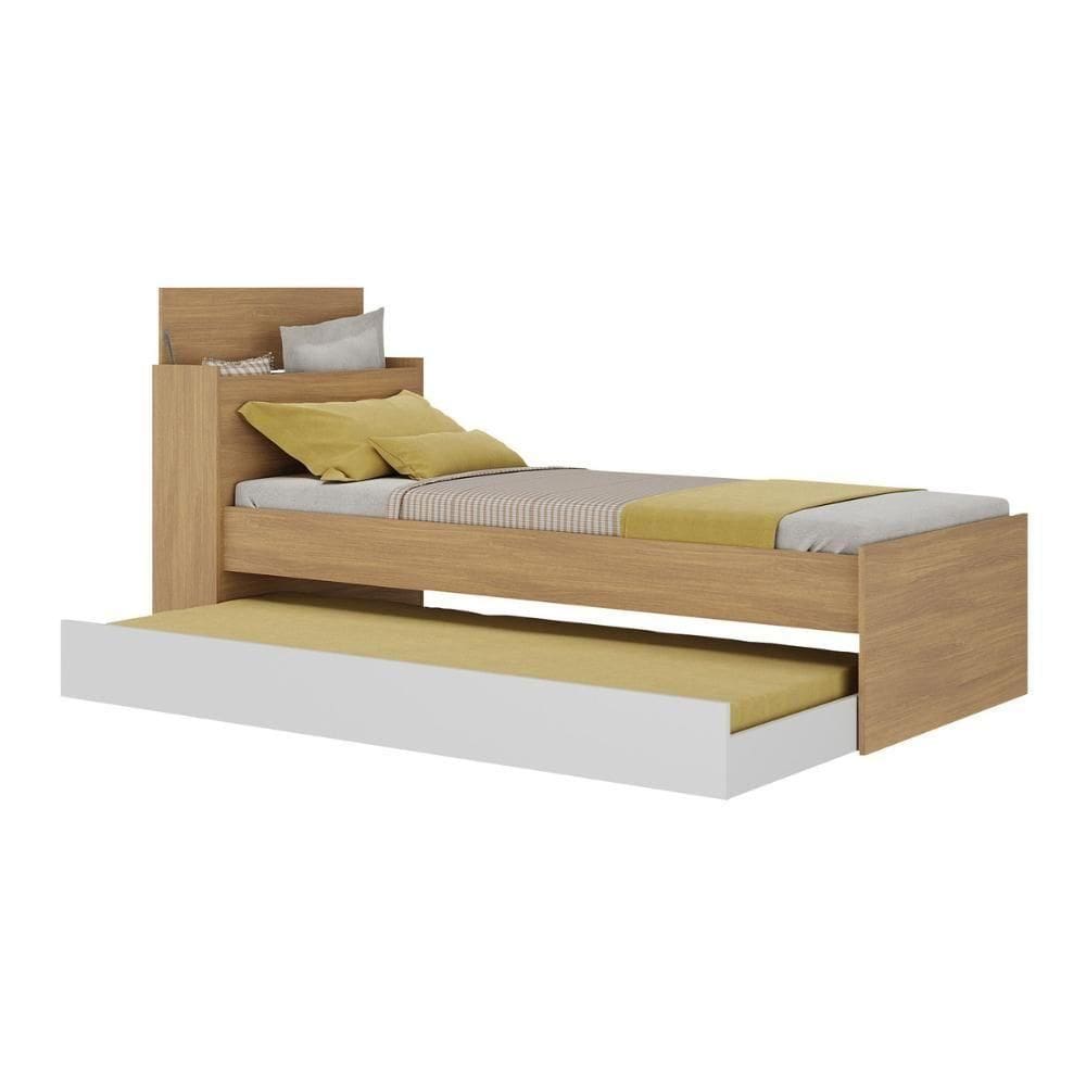 Bicama De Solteiro Com Colchão Incluso e Baú Embutido Multimóveis Mp4261 Rustic Branco
