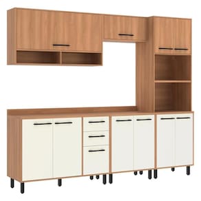 Cozinha Completa Modulada 5 Peças Com Torre Quente Havana Multimóveis Cr20333 Rovere/champanhe