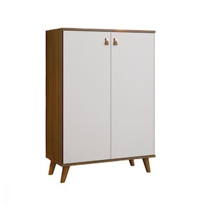 Cômoda Multiuso 2 Portas Batrol Nogal E Branco