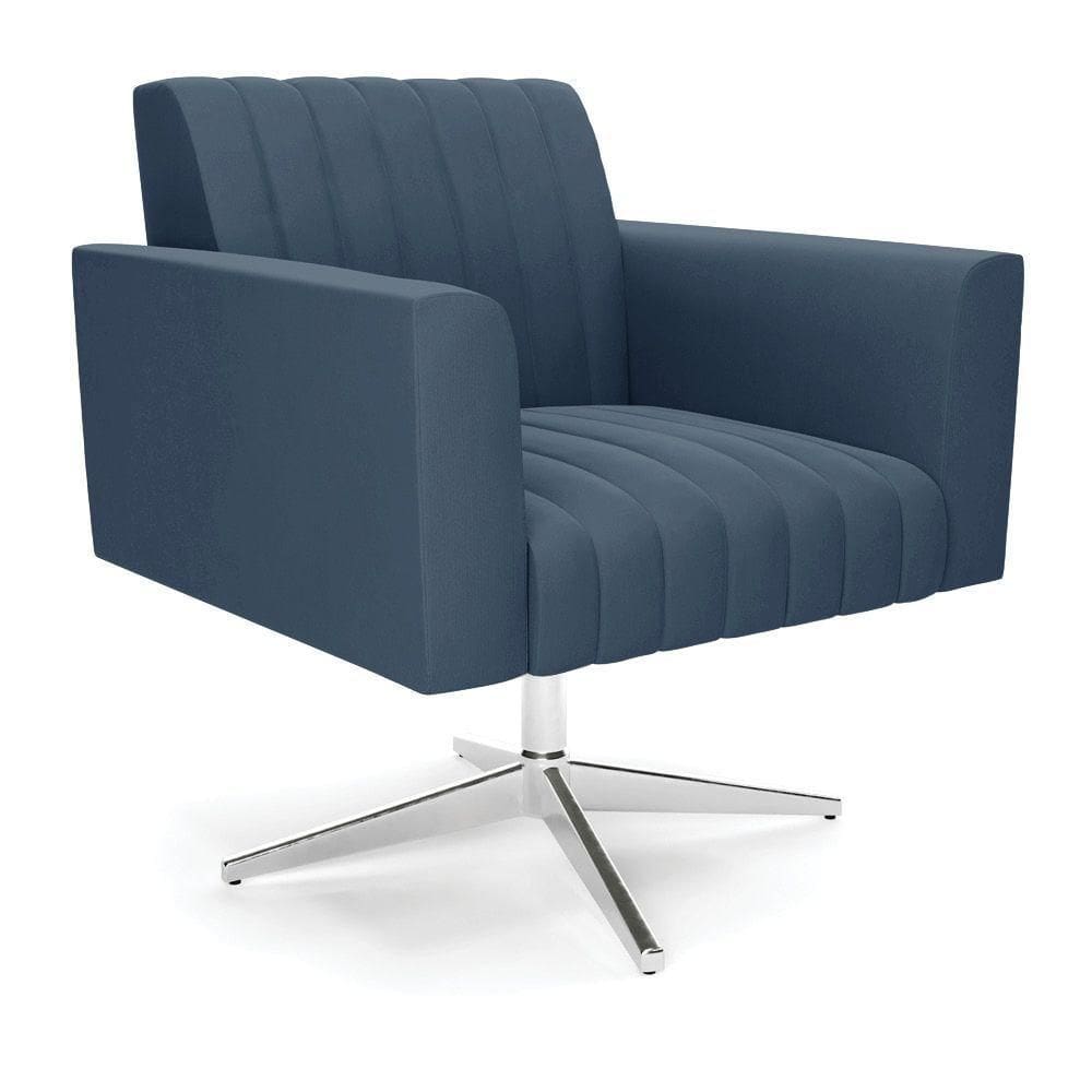 Poltrona Giratória Viena Gomada Suede Base Cromada - D`rossi Cor Azul Marinho