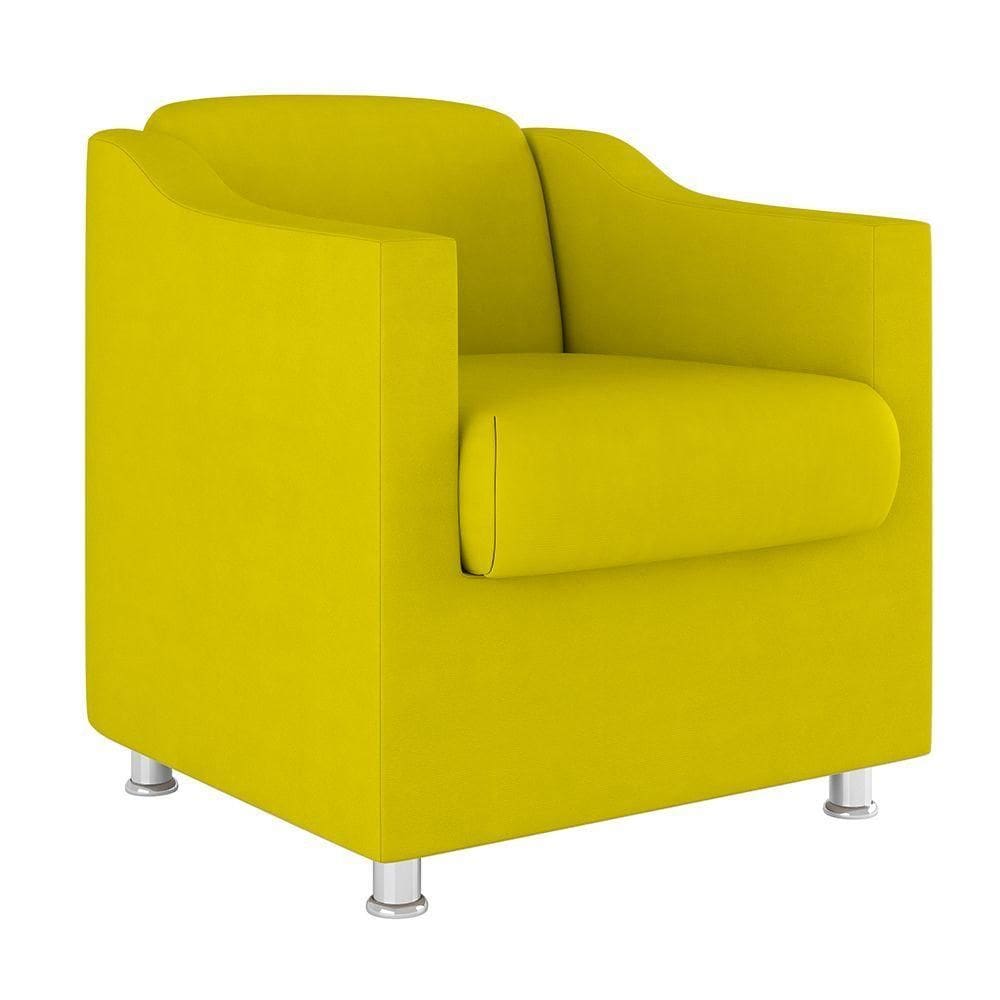 Cadeira Poltrona Decorativa Recepção Hospital Suede Cor:Amarelo
