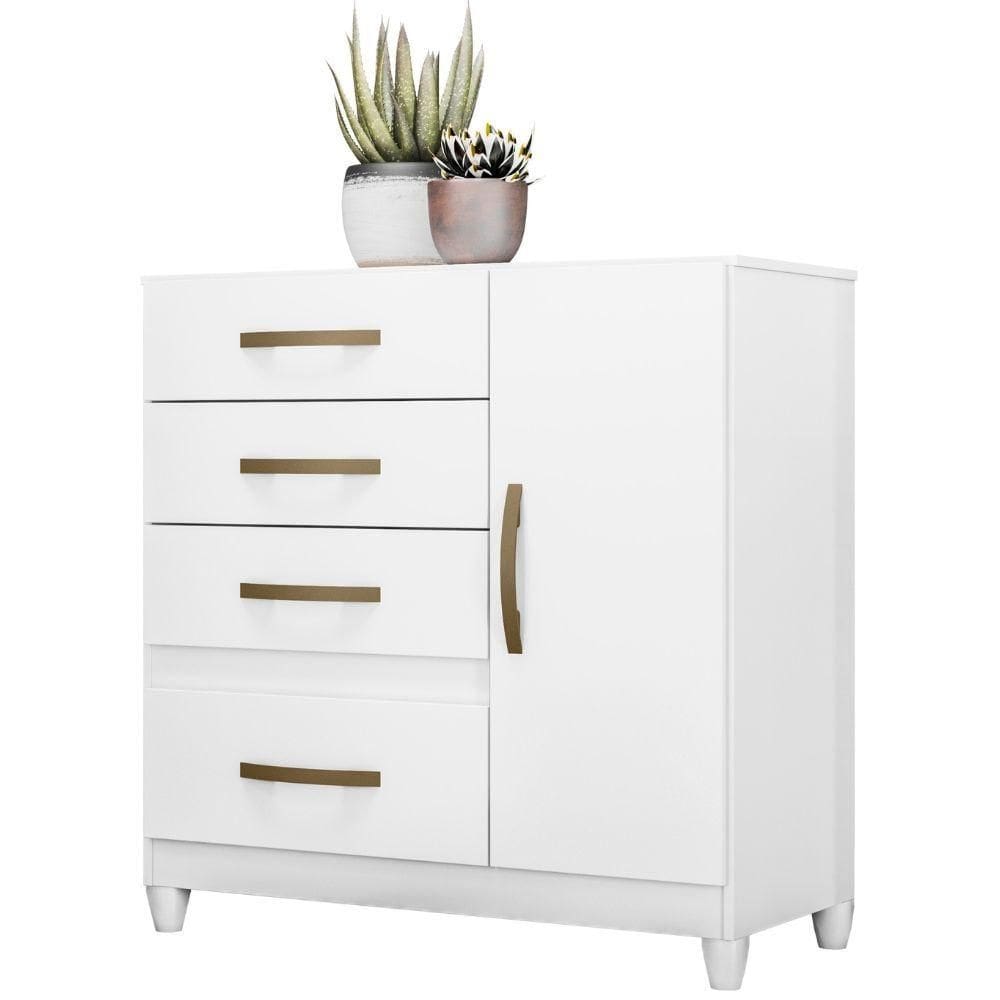 Cômoda Sapateira Vênus 4 Gavetas Branco  Moval