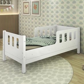 Mini Cama E Moldura De Parede Casa Poly Madeira E Branco