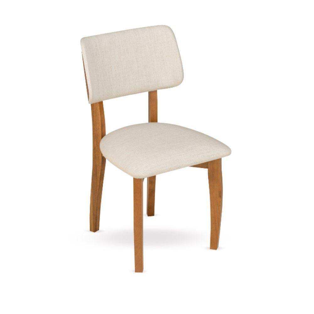 Cadeira Jantar Curve Madeira Eucalipto Tecido Linho Sheldon