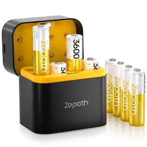 Pilhas AA recarregáveis Zepath Lithium, pacote com 8 baterias com carregador