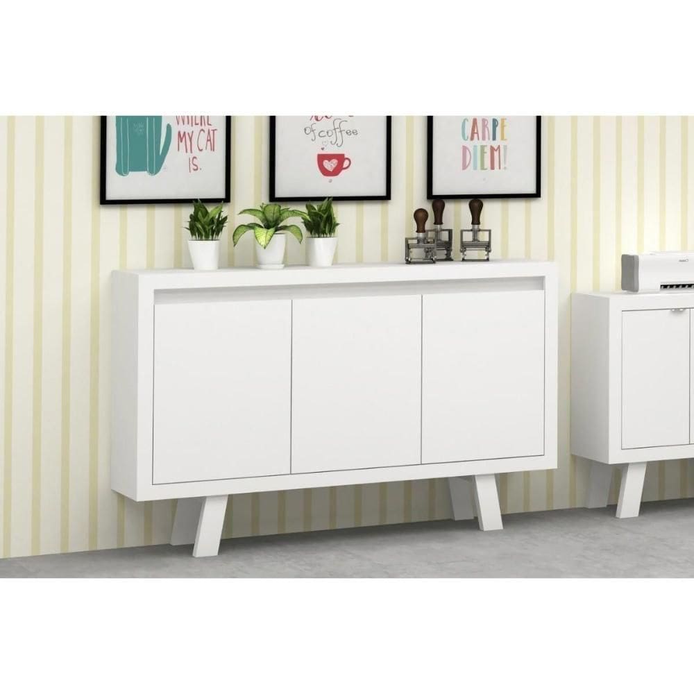Balcão De Escritório Me4120 C/ 3 Portas Nogal - Tecno Mobili