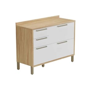 Balcão De Cozinha Modulado Syrah 2 Portas E 3 Gavetas C/ Tampo 120cm Amendoa/branco - Ronipa