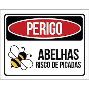 Kit 3 Placas Perigo - Abelhas Risco De Picadas