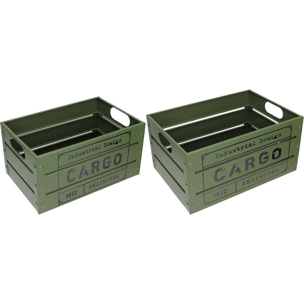 Jogo 2 Caixas Decorativa Organizadora Home&Co Metal Verde