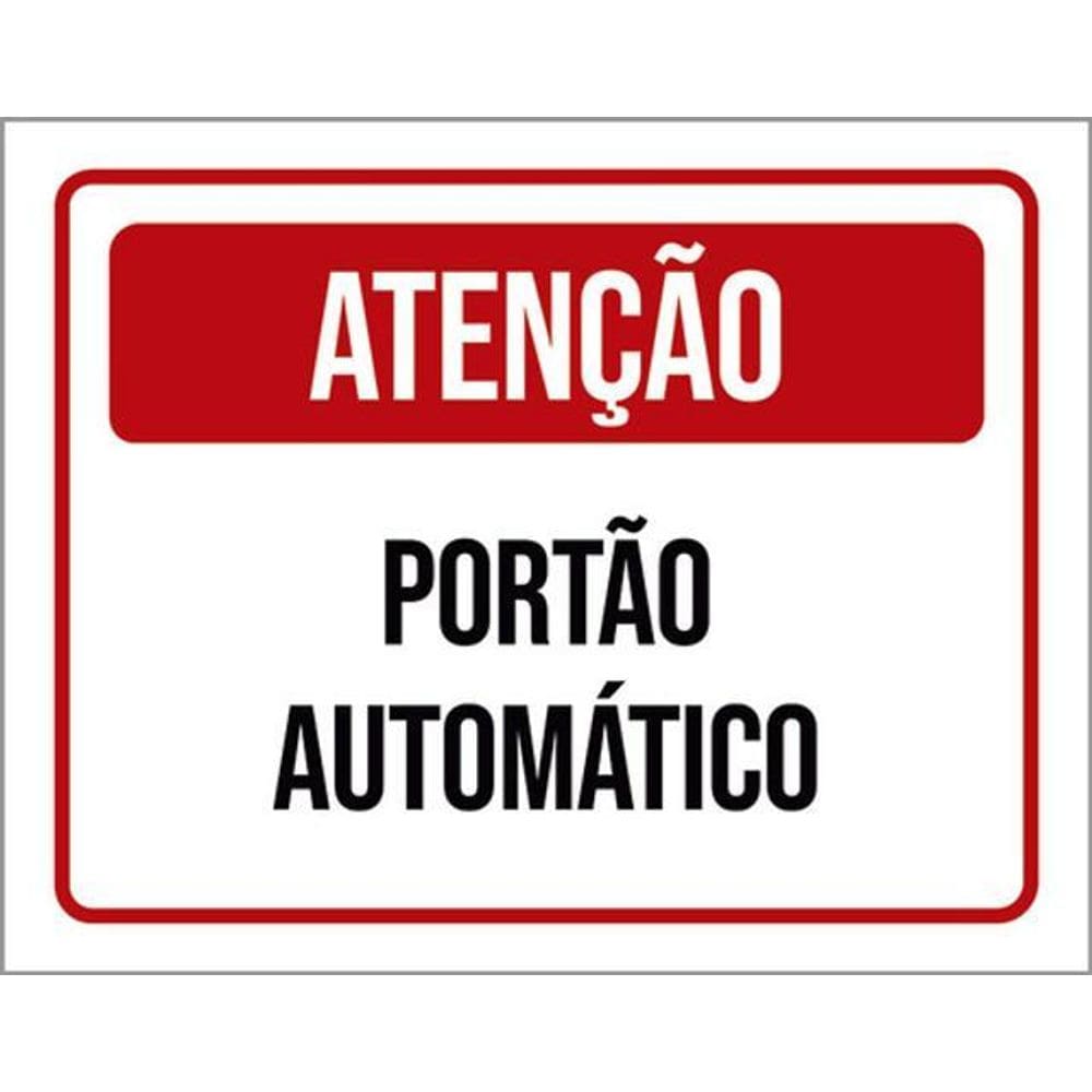 Kit 3 Placas Atenção Portão Automático Vermelha