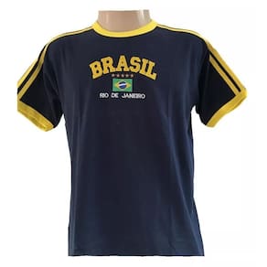 Blusa Do Brasil Bandeira Bordada Unissex - Azul Escura