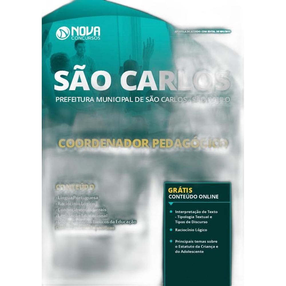 Apostila São Carlos  SP 2019  Coordenador Pedagógico