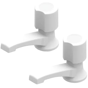 Torneira Para Lavatório Plástica Branca Kit 02 Un