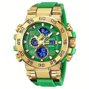 Relógio Digital Resistente à água 50m Duplo Display Alarme Verde