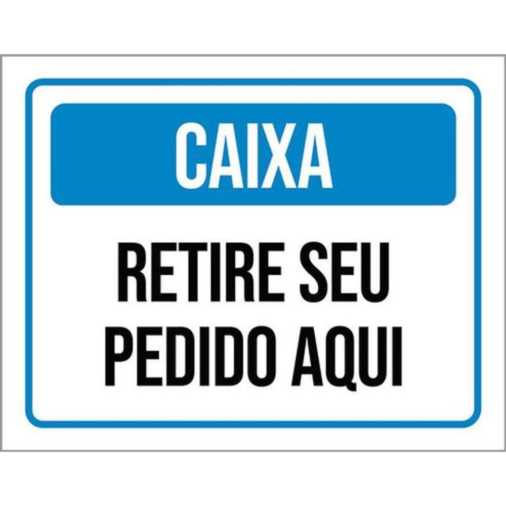 Kit 3 Placas Caixa Retire Seu Pedido Aqui Azul