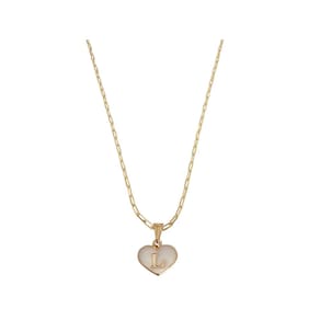 Colar Cartier 50Cm Coração Branco Letra L Banhado Ouro 18K