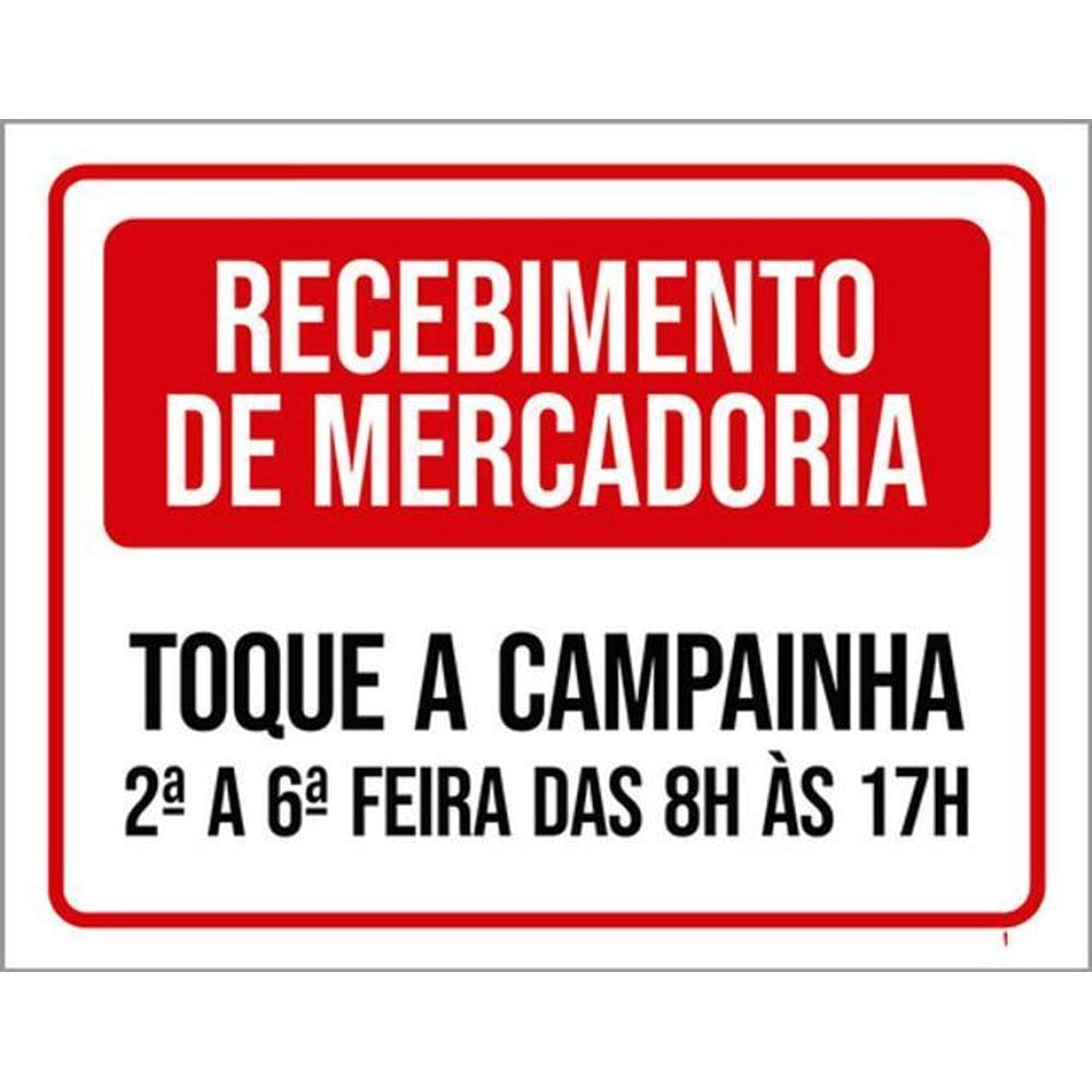 Kit 3 Placas Recebimento Mercadoria Toque Campainha