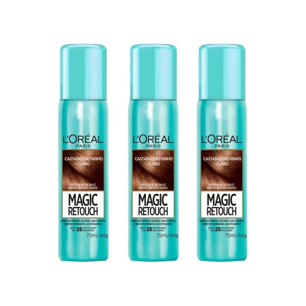 Coloraçao Loreal Magic Retouch 75Ml Spray Castanho Claro-3Un