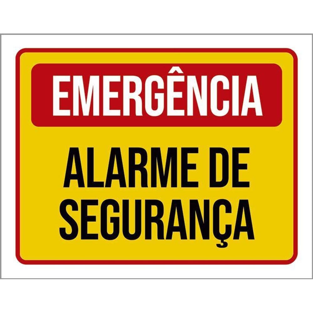 Placa De Sinalização - Emergência Alarme Segurança 36X46