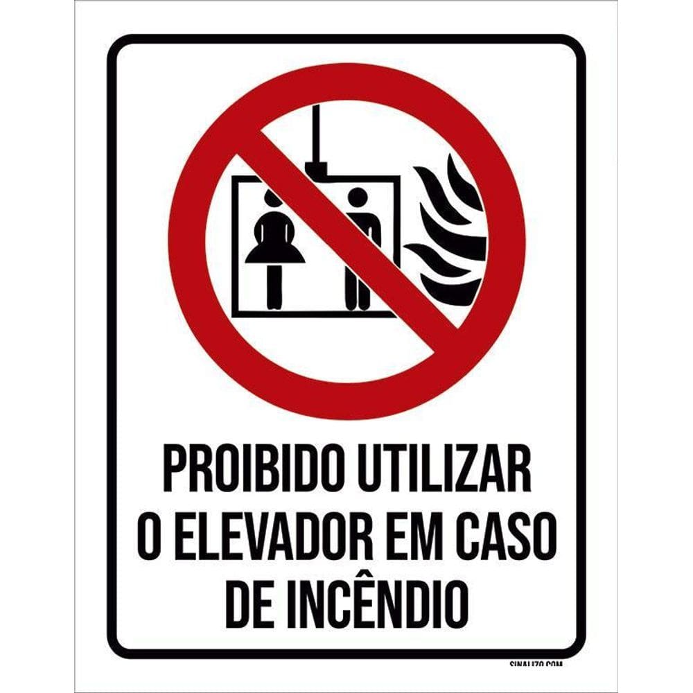 Placa De Sinalização - Não Use Elevador Em Incêndio 36X46