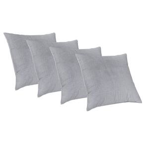 4 Capas Almofada Luxo 50X50 Suede Premium Com Ziper Prata