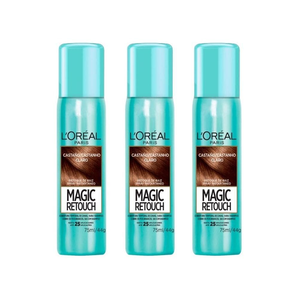 Coloraçao Loreal Magic Retouch 75Ml Spray Castanho Claro-3Un