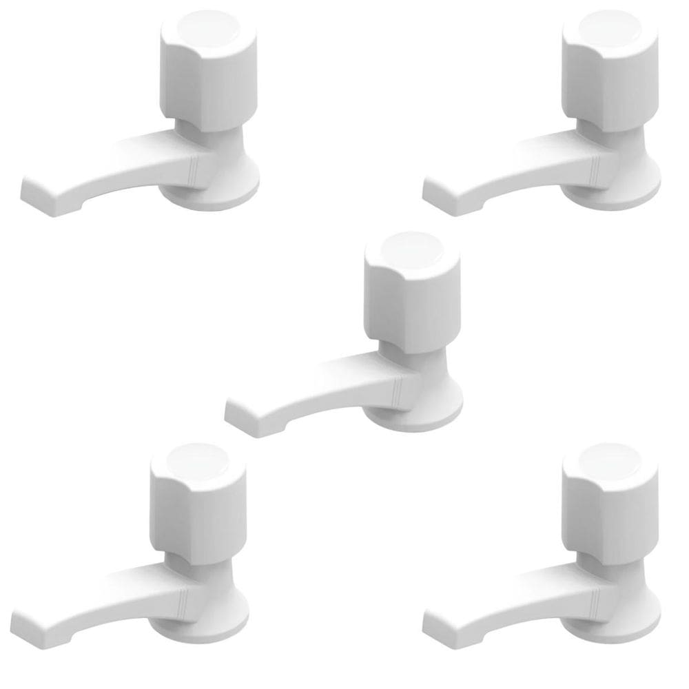 Torneira Para Lavatório Plástica Branca Kit 05 Un