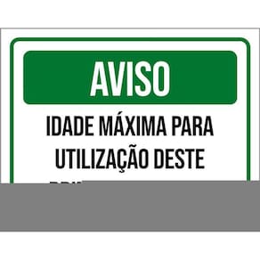 Kit 3 Placas Aviso Idade Máxima Utilização Brinquedo 9 Anos