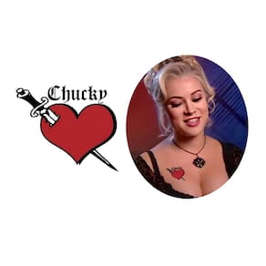 Tatuagem Temporária Cravada Coração Chucky Noiva
