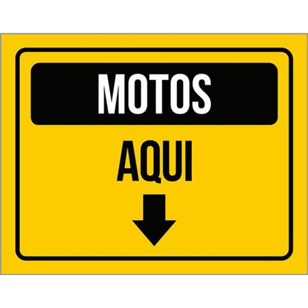 Kit 3 Placas Sinalização Estacionamento Motos Aqui