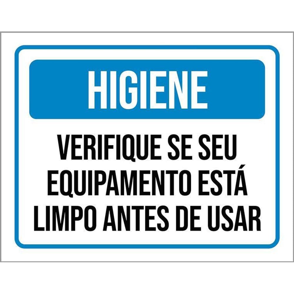 Placa Higiene Verifique Equipamento Está Limpo 36X46