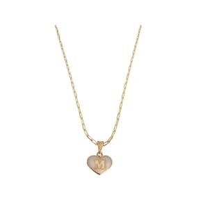 Colar Cartier 50Cm Coração Branco Letra M Banhado Ouro 18K