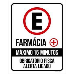 Placa Estacionamento Farmácia Máx 15 Minutos 36X46