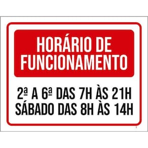 Kit 3 Placas Horário Funcionamento Dias Da Semana
