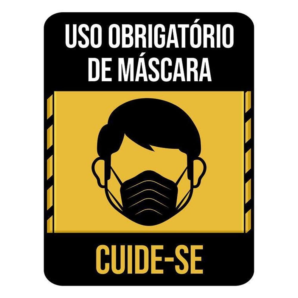 Kit 3 Placas Atenção Uso Obrigatório Máscara Cuide-Se